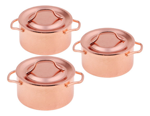 Imagen 8 de 11 de 3x Olla De Sopa De Metal Con Cubierta Para 1/12 Dollhouse