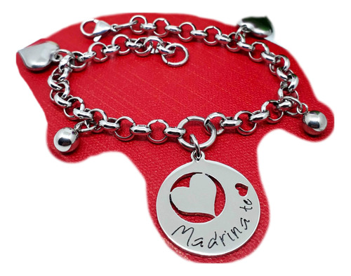 Pulsera Madrina Te Amo Corazón Mod3 Acero Joyas Mónaco 