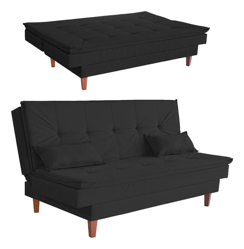 Sillón Sofa Poltrona Reclinable Living En Suede Compramas Color Negro Diseño de la tela Liso