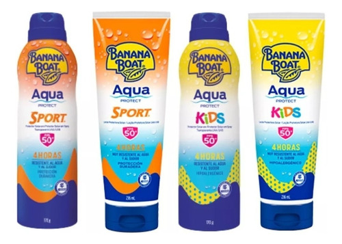 Kit 4 Protectores Solares Bloqueador 50 Fps Banana Boat