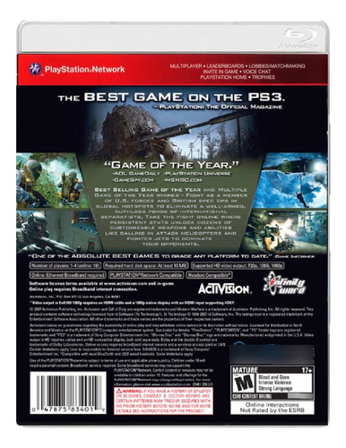 Call Of Duty 4 Modern Warfare Ps3 Físico Sellado De Fábrica
