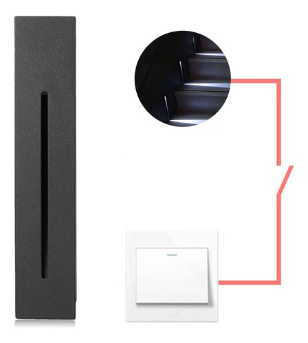 Li Mini Luz De Escada De Parede Embutida Retângulo Preto