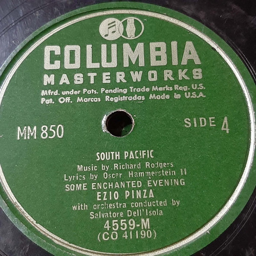 Pasta South Pacific Side 4 11 J Hall E Pinza Columbia C302