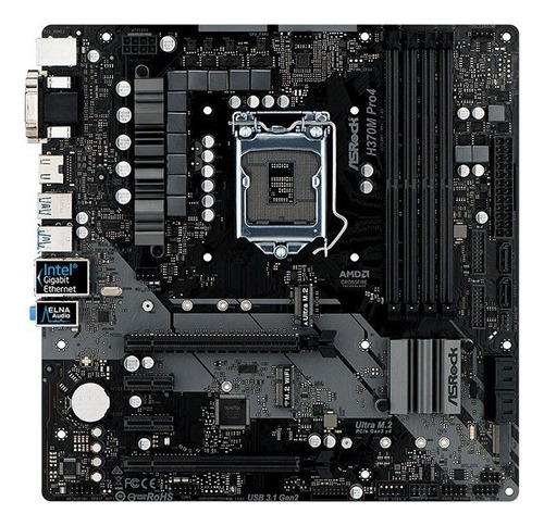 Placa madre Asrock H370m Pro4 Intel 1151 Ddr4 H370 de octava generación
