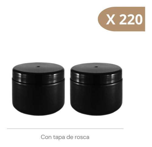 Tarro Plástico Negro 250 Cc Con Tapa  - 220 Unidades