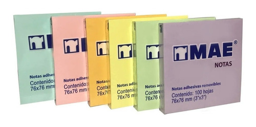 Notas Adhesivas Color Pastel Pack C/12 Blocks Tipo Post It