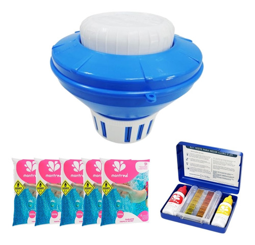 Clorador Flutuante Sodramar 5 Tripla Ação + Kit Teste