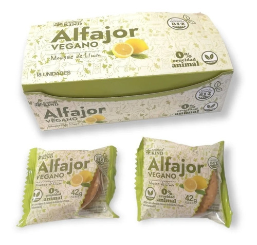 Caja X 18 Alfajor Vegano Mousse De Limon Animal Kind - Dw