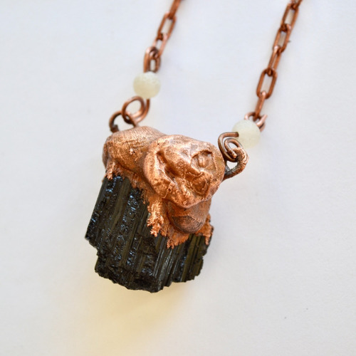 Imagen 3 de 8 de Collar Turmalina Negra, Agatas Y Cadena De Cobre, Cod1