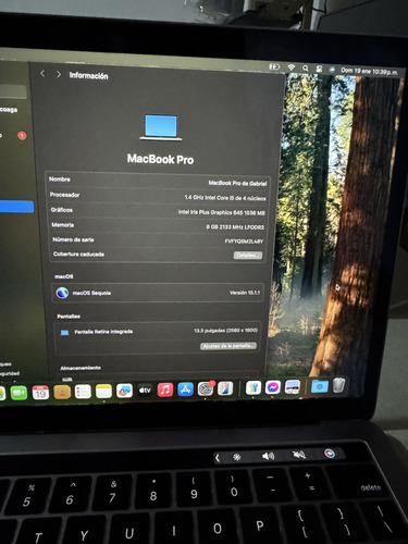 Macbook Pro 13 2019 Touchbar Procesador I5 8gb Ram 128gb Ssd (Usado)