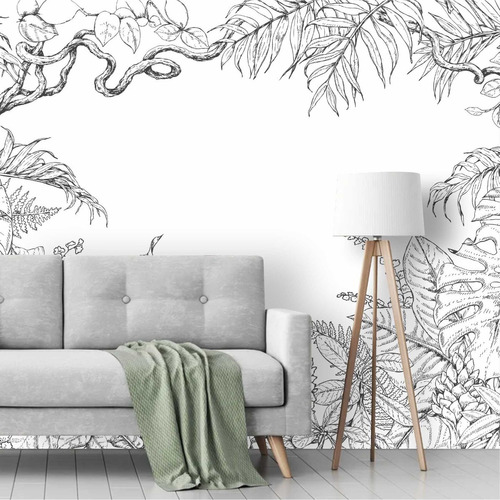 Papel De Parede Jardim Tropical Folhagem Folhas Painel Gg945