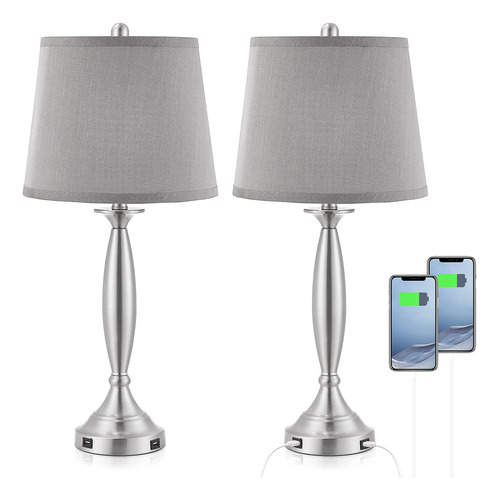 Seealle Moderno Juego De 2 Lámparas De Mesa Usb De 27.9