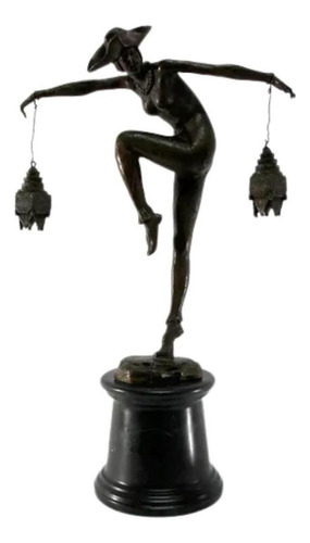 Escultura Bailarina Em Bronze Estilo Chiparus Deslumbrante