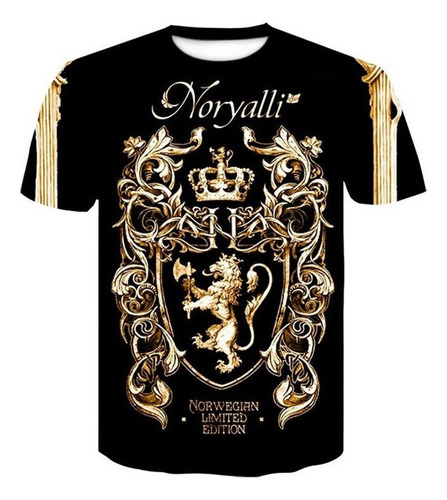Men Novedad 3d Golden Chain Barroco Camiseta De Lujo Royal