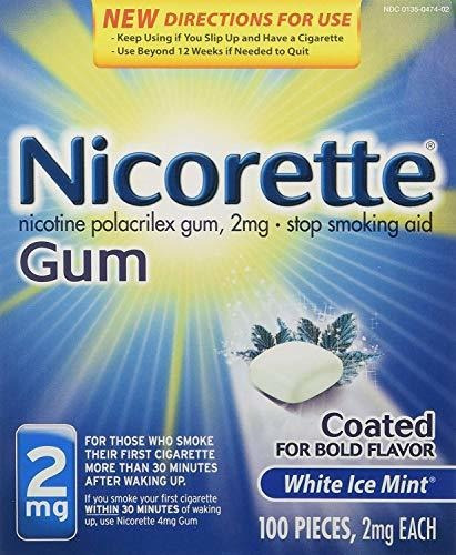Set De 100 Chicle De Nicotina Nicorette 2mg Para Dejar De