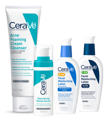 Cerave Acne Skin Care Set |  Del Acne Lavado De Cara Con Per