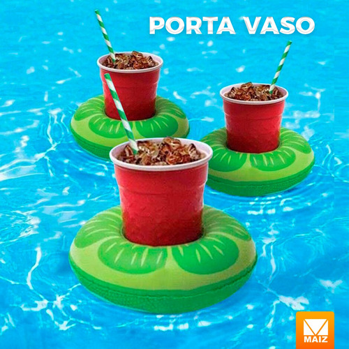 Portavaso Inflable Flotador Soporte Bebidas Alberca Sandia