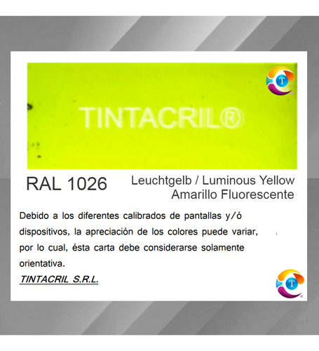 Pintura Epoxi Ral 1026 Kit X 4.5 Lts. Amarillo Fluorescente Brillante