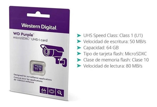Tarjeta De Memoria Microsd 64gb Western Digital Purple