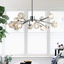Comprar Candelabro Para Comedor Moderno Cristal 12 Luz Cromada Sala