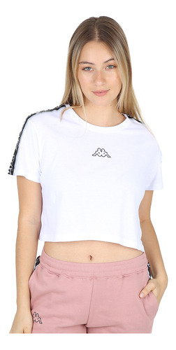 Remera Kappa Logo Tape Sarit Mujer En Blanco | Moov