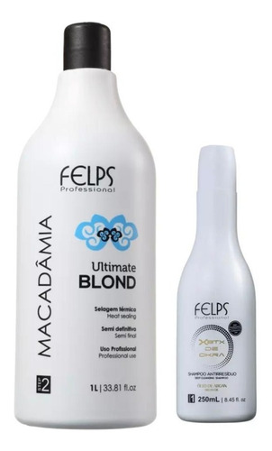 Imagem 1 de 1 de Felps Macadâmia Ultimate Blond Selagem Térmica 1 Litro + Shampoo Brinde