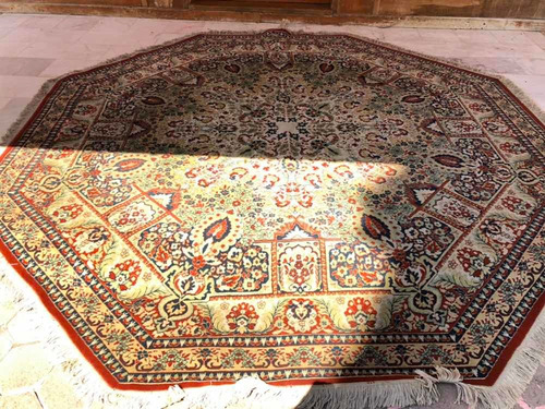 Elegante Alfombra Imperial Octagonal 3x3m Calidad Nepal (Usado)