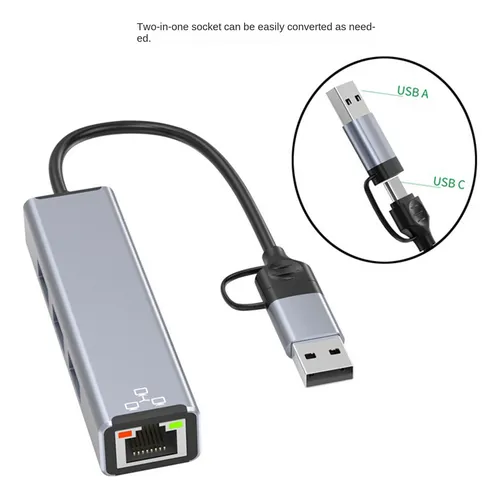 Tarjeta De Red Con Cable Usb De 100 Mbps Rj45 Usb3.0 Hub Ext