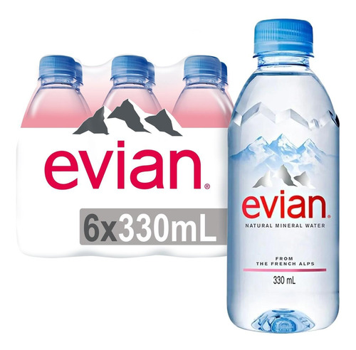 Kit Com 6un Água Mineral S/ Gás Francesa Evian Pet 330ml