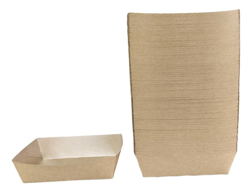 100x Kraft Papel Bandejas De Comida Recipiente De Bocadillos