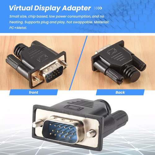 Adaptador De Pantalla Vga Male Dummy Plug Edid Headless Emul