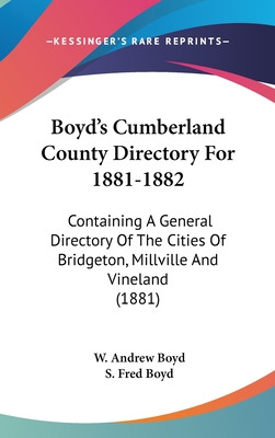 Libro Boyd's Cumberland County Directory For 1881-1882: C...