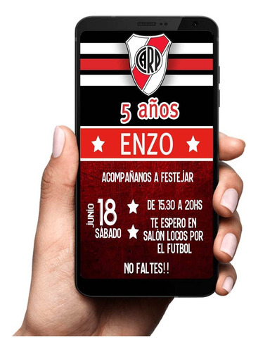 Invitación Digital Tarjeta Imprimible River Plate Futbol M3