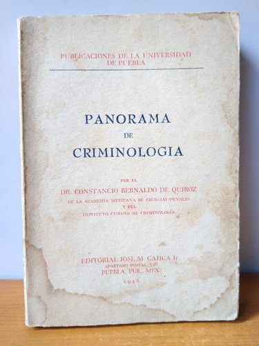 Panorama De Criminología Constancio Bernaldo De Quirós 1948