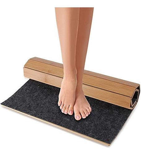 Alfombra De Baño De Bambú Resistente Serenelife Slfbmt20