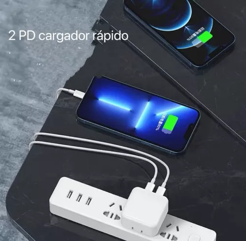 Cargador Carga Rápida 50 Watts Para iPhone 14 Doble Usb-c.