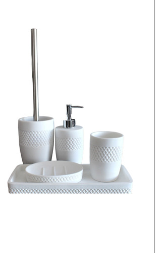 Set De Accesorios Para Baño 5pzas Blanco Fabricadas Resina
