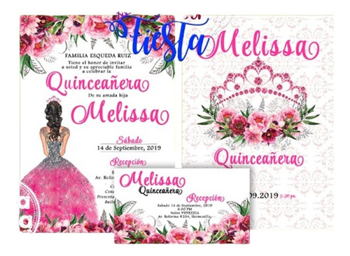 Invitacion Digital, Xv Años, Editable, Flores Azul Rey 