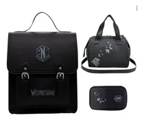 Comprar Pack Mochila Wednesday Merlina Broche +lonchera + Cartuchera