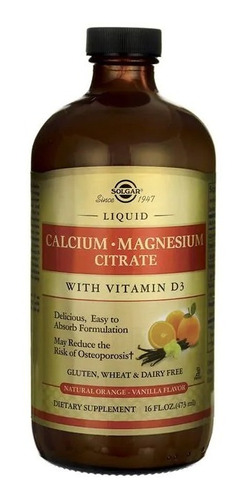 Liquido De Calcio Citrate + Magnesio Con Vitamina D3 Naranja