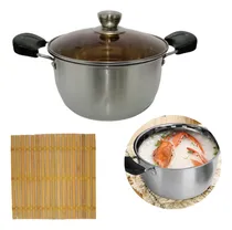 Comprar Olla Acero Inoxidable Asas Tapa Vidrio 24cm Cocina Bazar