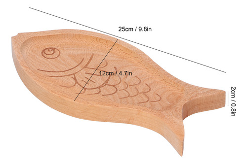 Plato De Madera Con Forma De Pez, Multigrano, Fruta Creativa