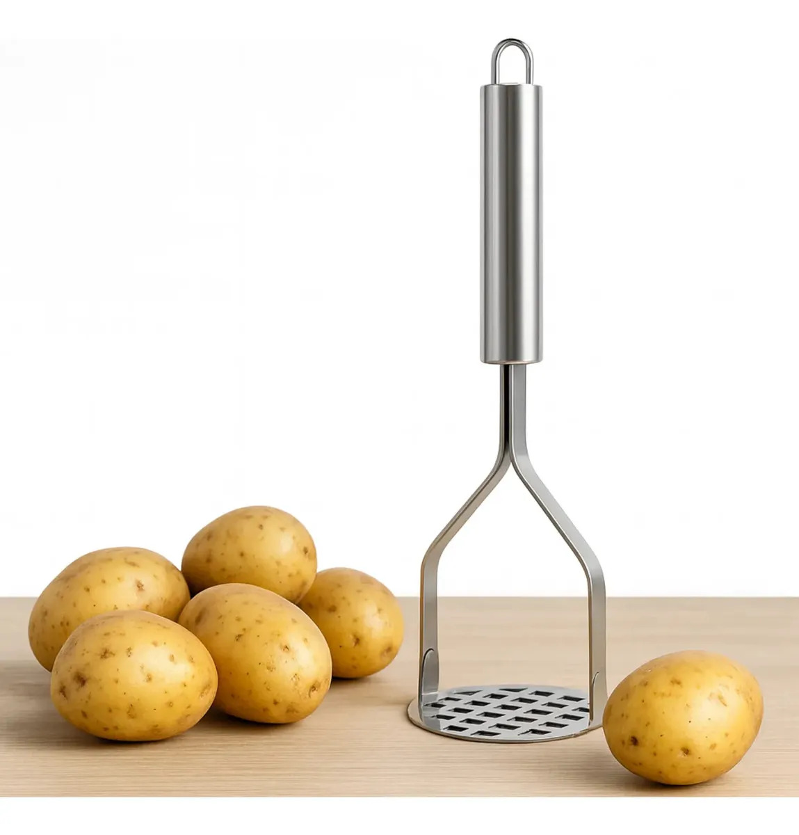 Amassador Manual De Batatas Purê Legumes Feijão Tomate Fenzor Espremedor Aço Inox