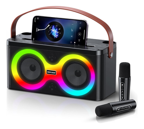 Máquina De Karaoke, Altavoz Bluetooth Portátil Con 2 Micrófo