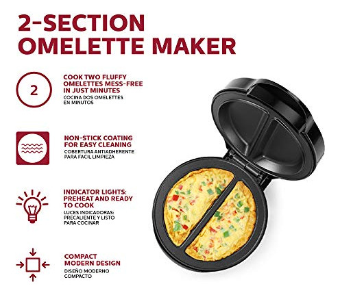 Maquina Para Hacer Omelets Y Frittatas Superficie Dual Negro
