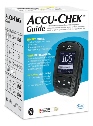 Accu Chek Guide Medidor De Glucosa Kit Glucometro + 50 Tiras