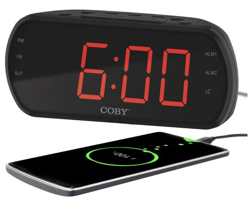 Coby Reloj Despertador Digital Dual Con Radio Fm, Pantalla L
