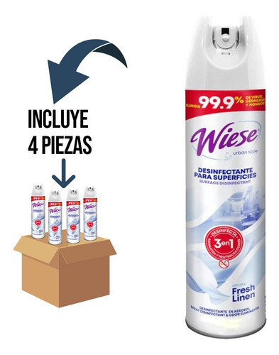 4 Pz - Wiese Spray Desinfectante Antibacterial 226gr/236ml