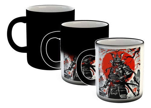 Taza Magica Samurai Diseño Dibujo Japon Espada Tanto