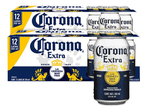 Cerveza Corona Extra Pack American Lite lata 355 mL 24 unidades